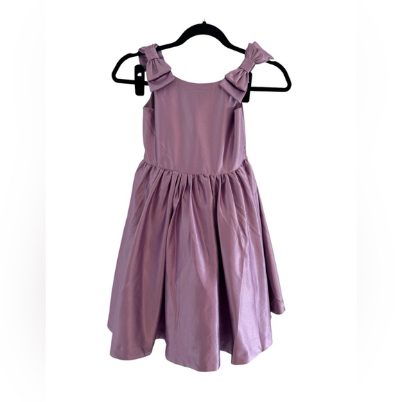 Janie and Jack Lavender Purple Satin Bow Sleeve Dress, Size Girl Kids 6 - Picture 3 of 5
